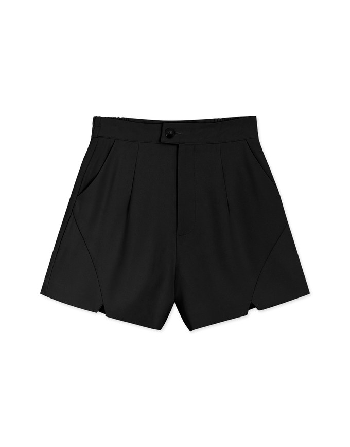 Sleek CEO Style Slimming Bias-Cut Slit Suit Short
