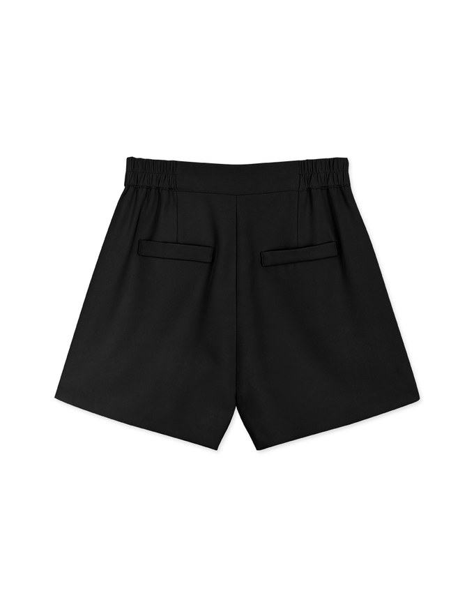 Sleek CEO Style Slimming Bias-Cut Slit Suit Short