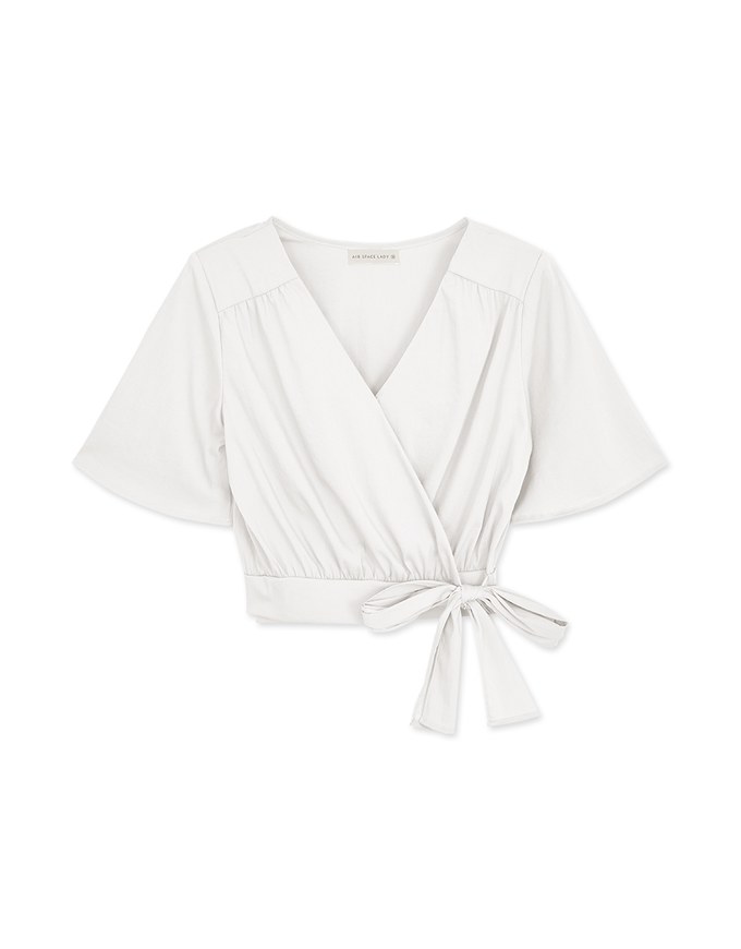 Sophisticated Side-Tie Crop Top (With Shoulder Pads)