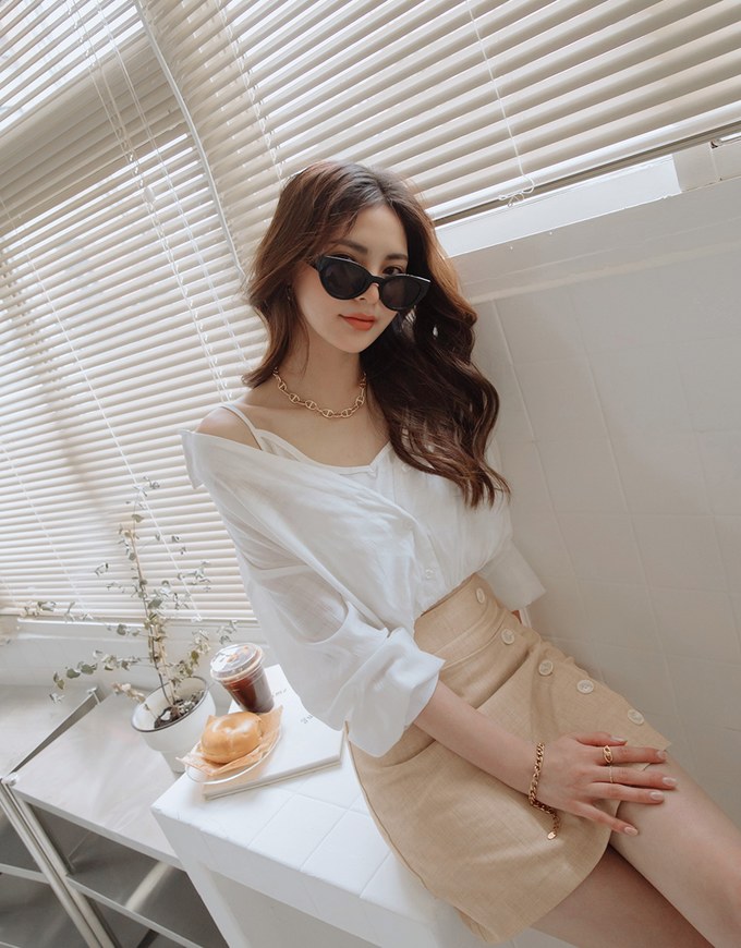 Edgy Chic Asymmetric Breasted Skirt