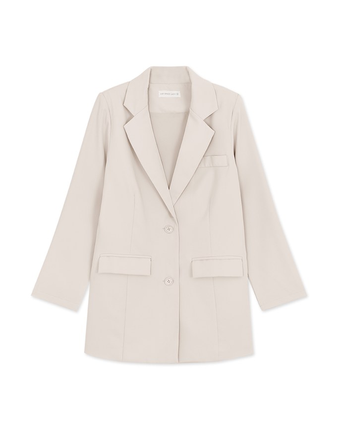 Vigorous Back-Slit Suit Blazer(With Detachable Shoulder Pads)