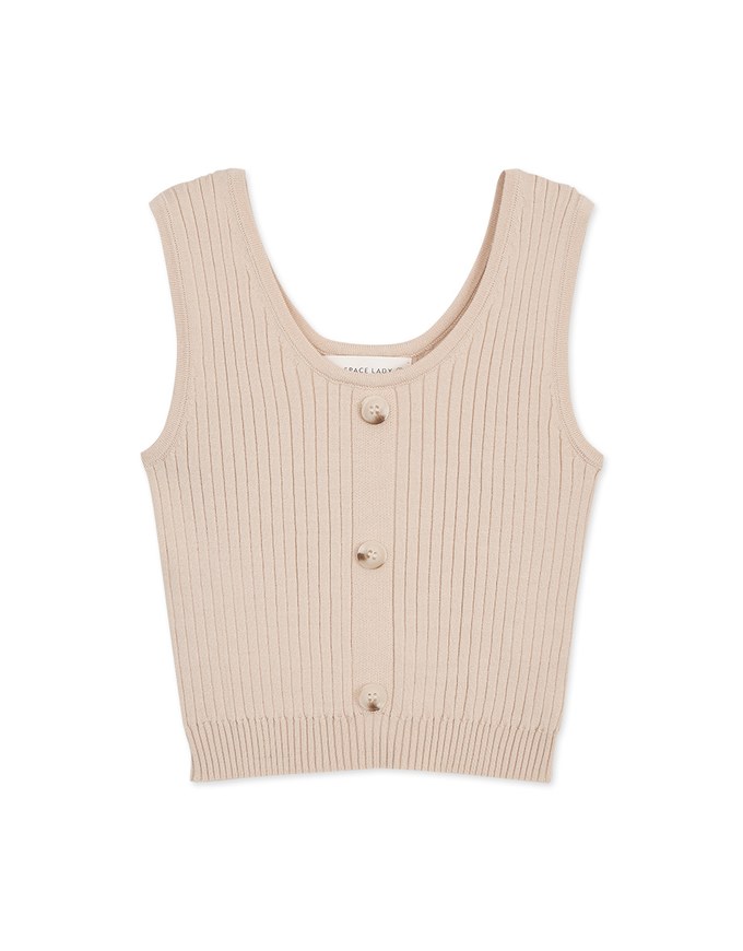 U-Neck Simple Plain Ribbed Tank Top