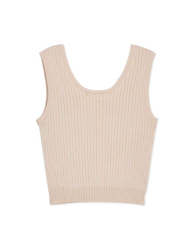U-Neck Simple Plain Ribbed Tank Top