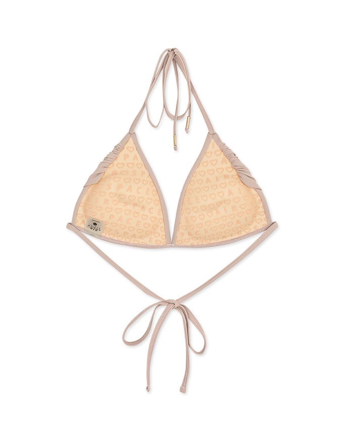 Ruched Wrinkled Single Tie Strap Push Up Bikini Top