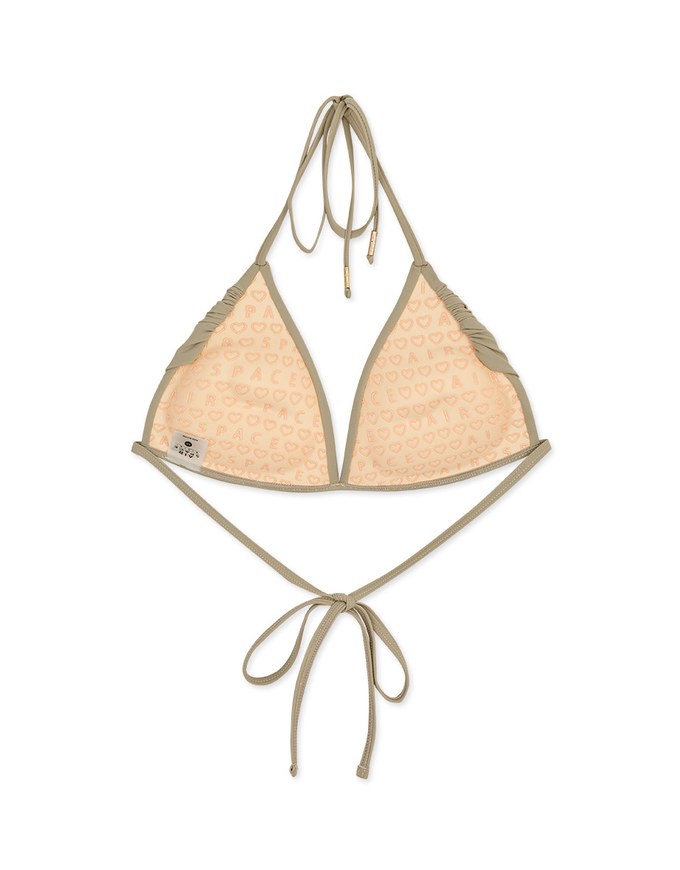 Ruched Wrinkled Single Tie Strap Push Up Bikini Top