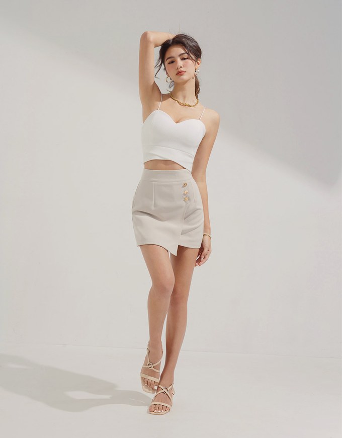 Thin Strap Sweetheart Neckline Crop Cami Top (With Padding)