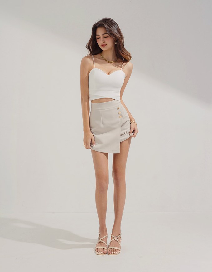 Thin Strap Sweetheart Neckline Crop Cami Top (With Padding)