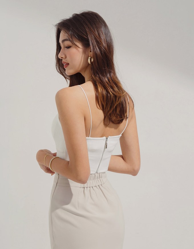 Thin Strap Sweetheart Neckline Crop Cami Top (With Padding)