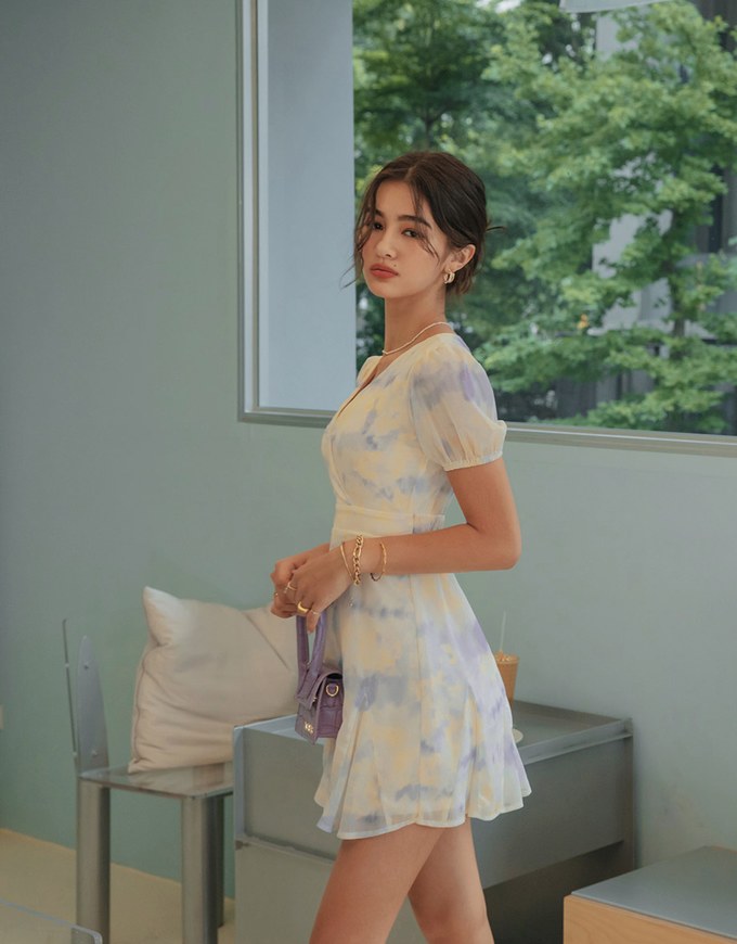Celestial Tie-Dye Mini Dress