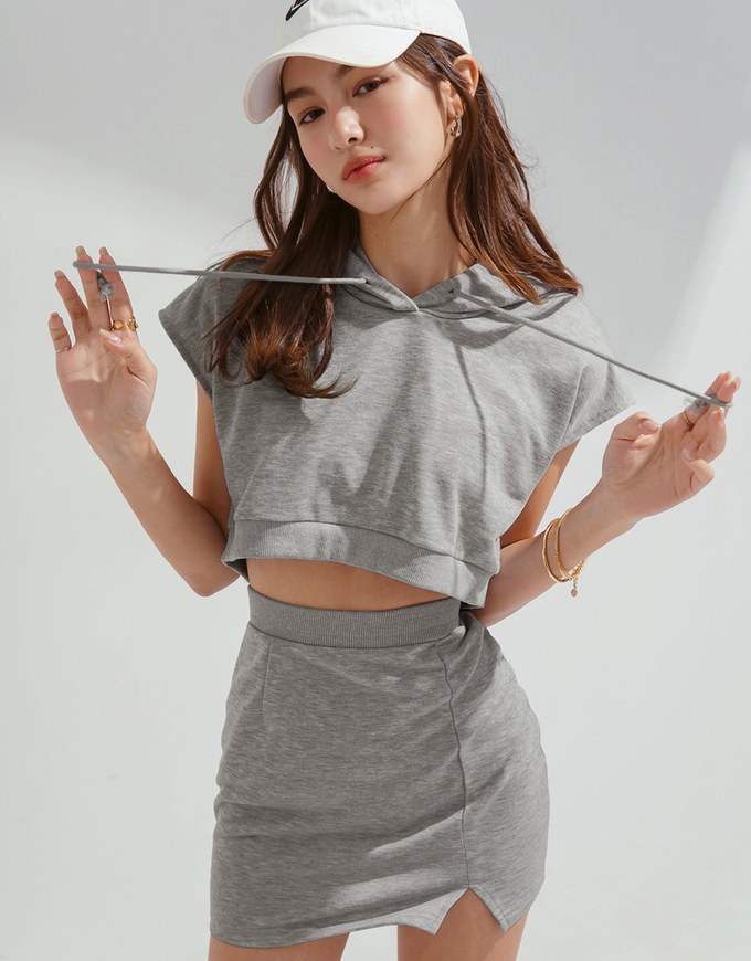 Casual Hooded Tank Dress Set