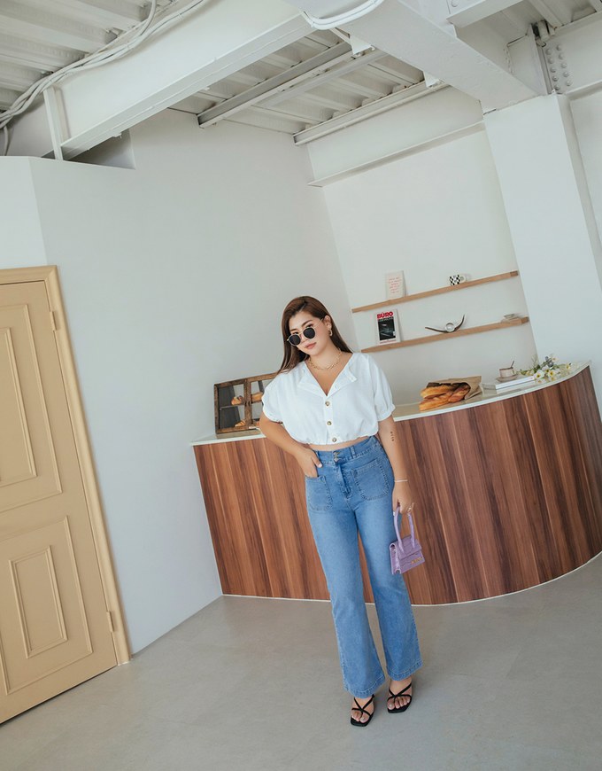 2WAY Button Down Cinched West Crop Top