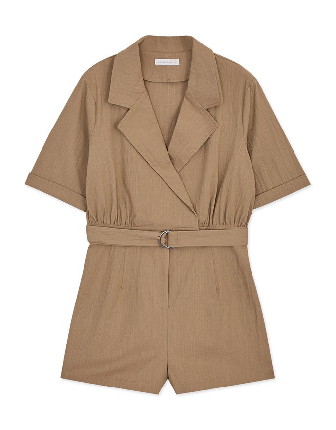 Smart Casual Suit Collar Playsuit (With Belt)