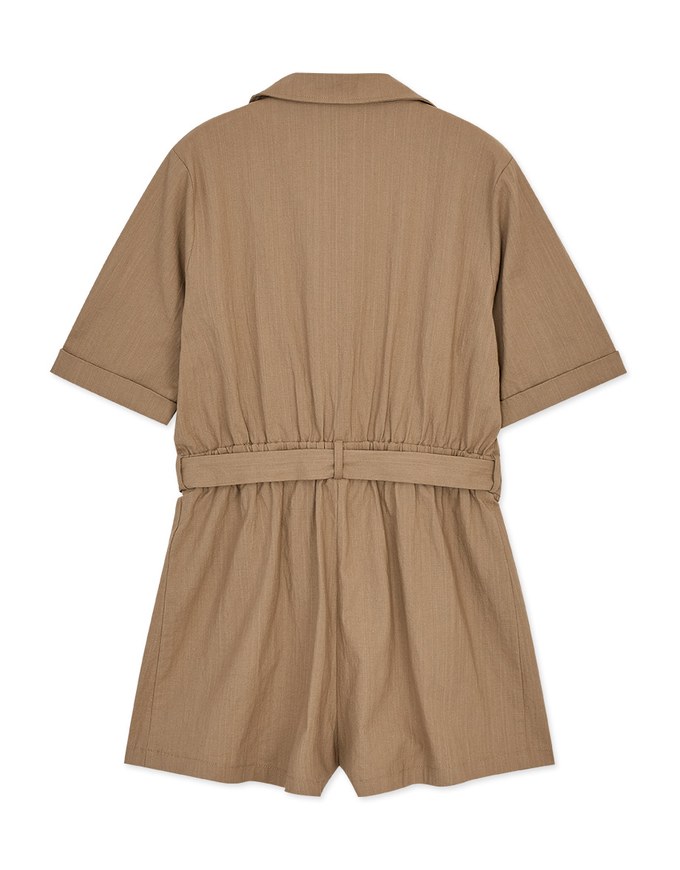 Smart Casual Suit Collar Playsuit (With Belt)