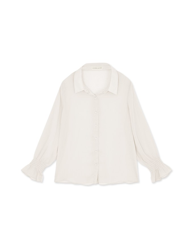 Sheer Chiffon Elastic Sleeve Blouse