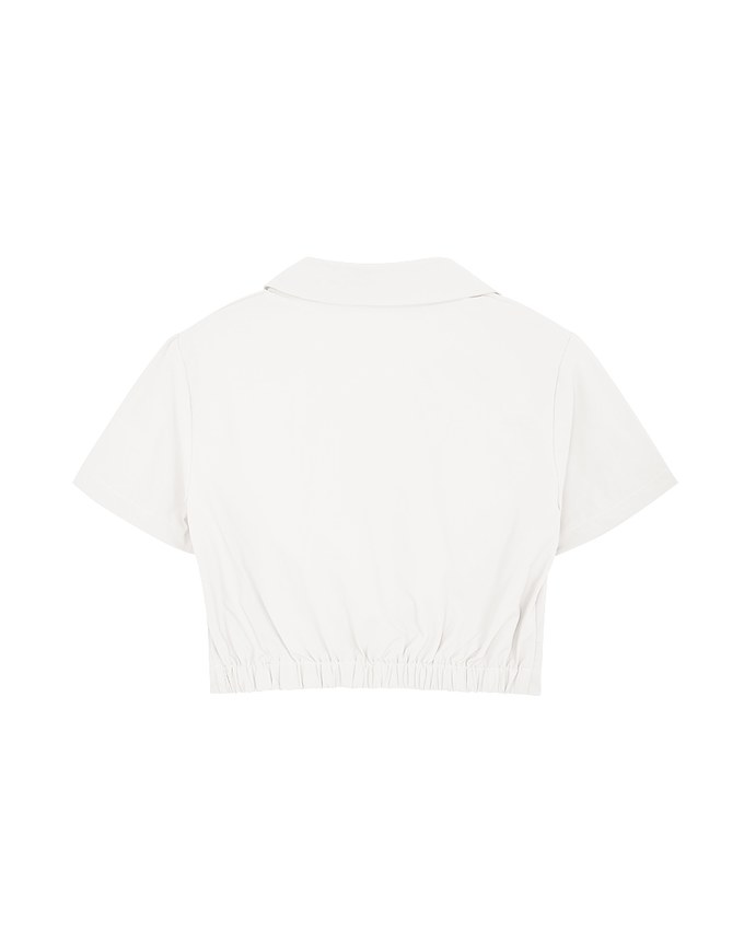 Front Knot Cinched Waist Blouse