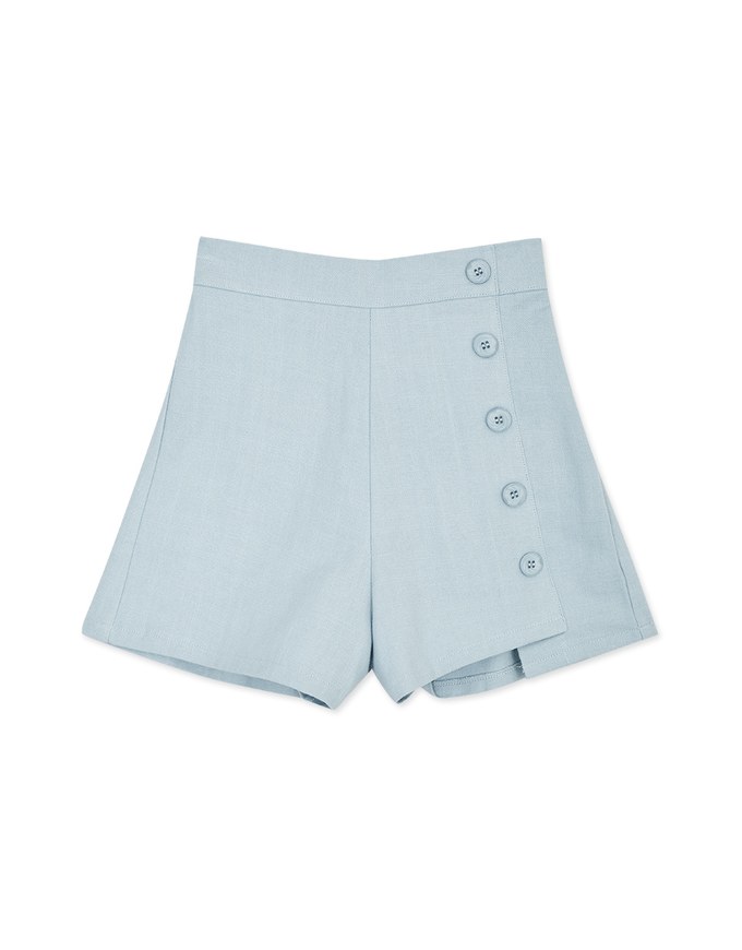Single-side Button Asymmetrical Shorts