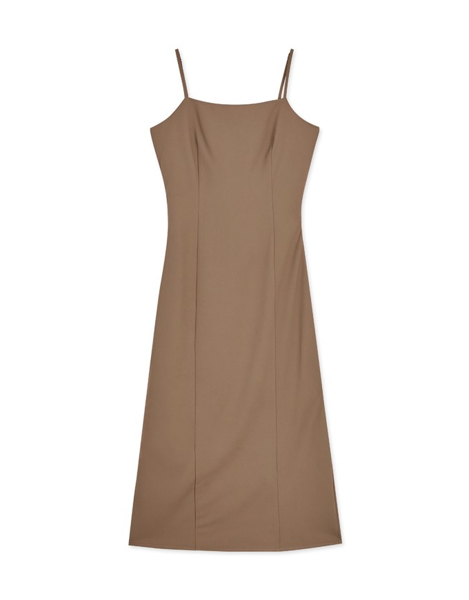 【Vacanza】Thin Strap Back Cut Out Slit Maxi Dress