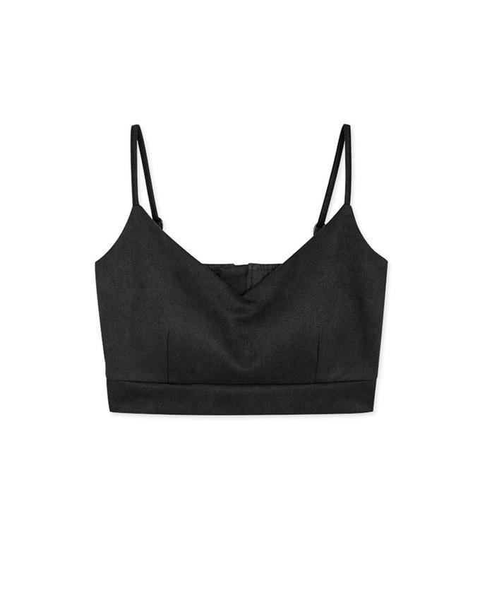 Suede VNeck Crop Top (With Chest Pad)