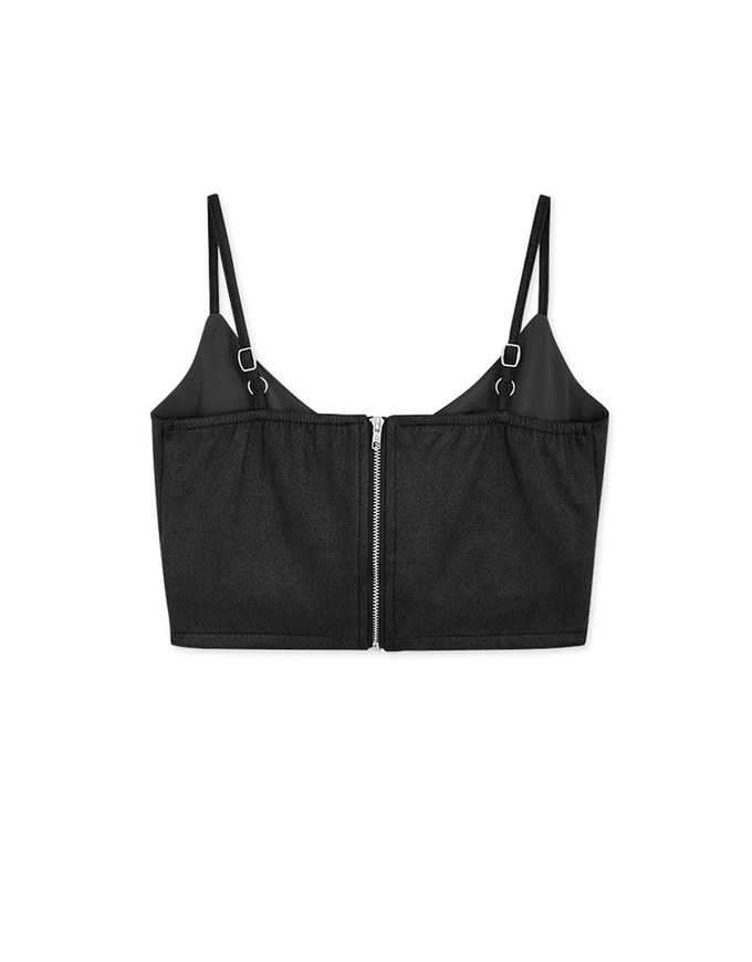 Suede VNeck Crop Top (With Chest Pad)