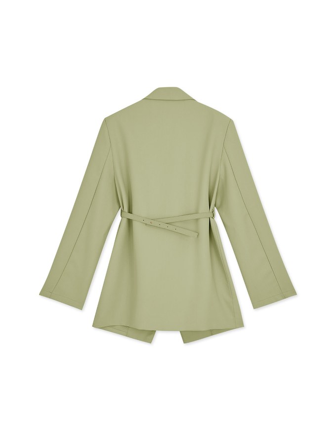 Gold Chain Detachable Shoulder Pad Blazer (With Belt)