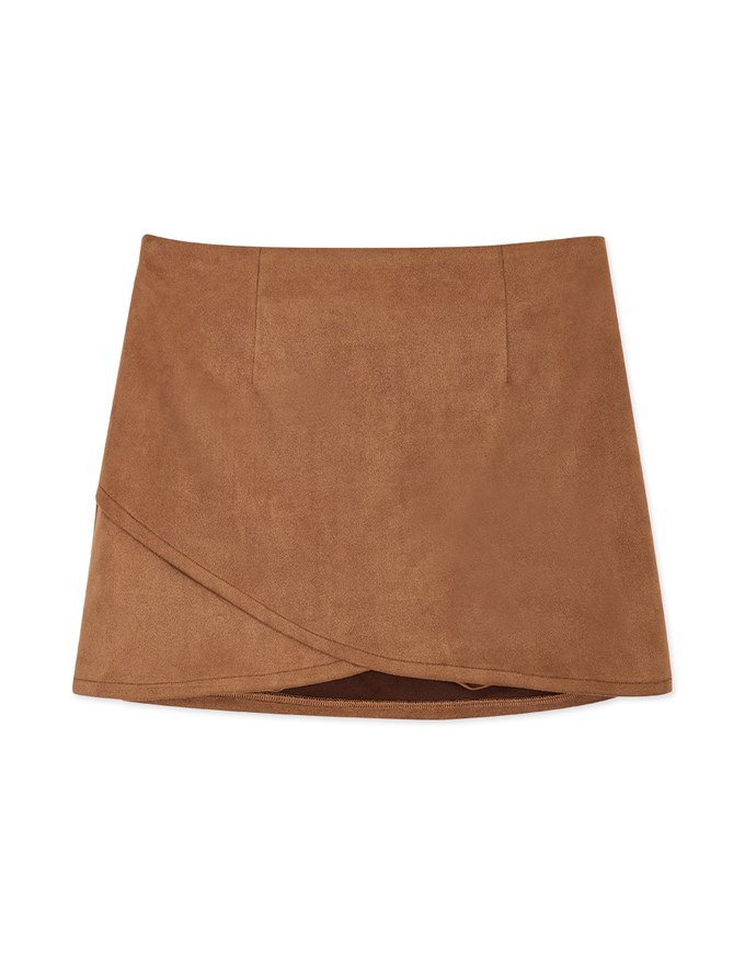 Overlap Suede Mini Skirt