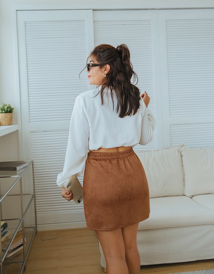 Overlap Suede Mini Skirt