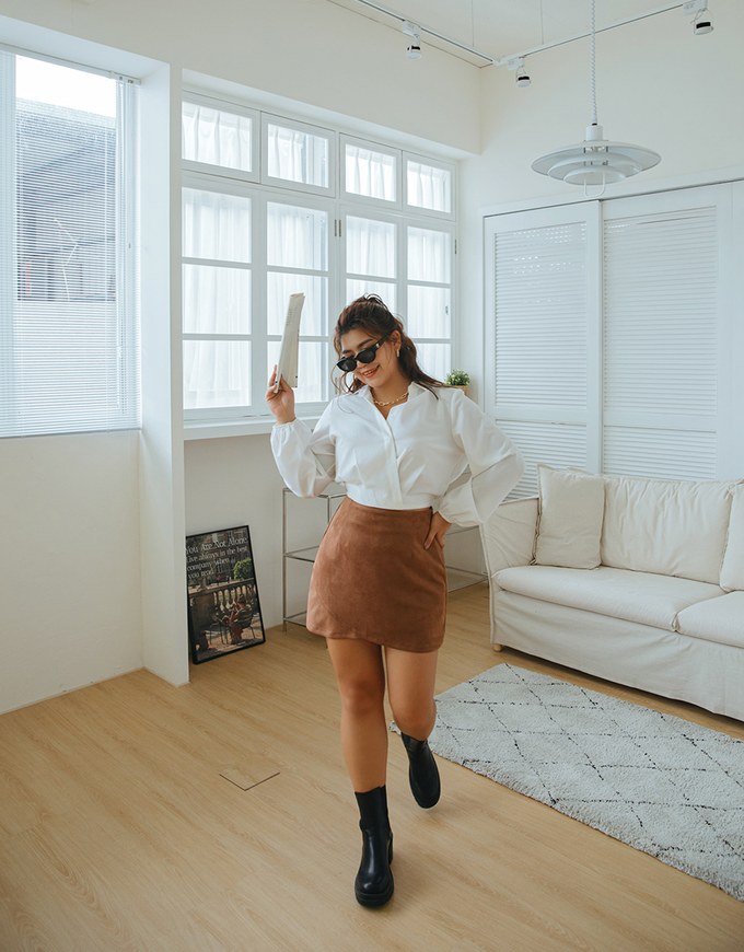 Overlap Suede Mini Skirt