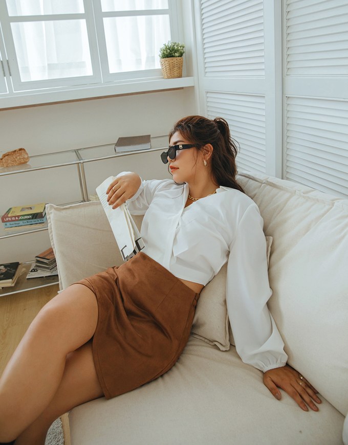 Overlap Suede Mini Skirt