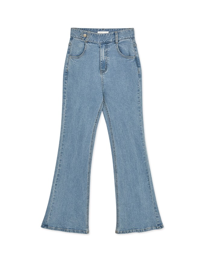 Side Buttoned Denim Trumpet Pants