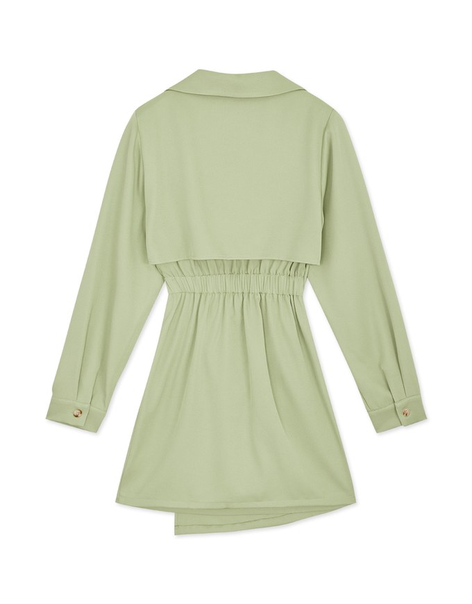 Trench Coat Fake Two Piece Hollow Mini Dress