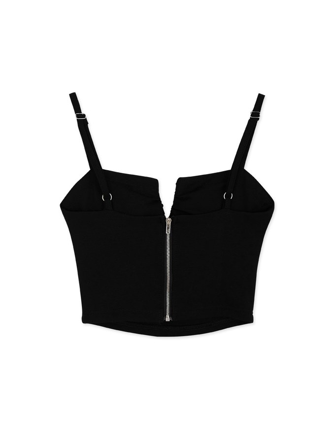 V Low-Cut Scrunch Crop Tank Top (With Chest Pad)