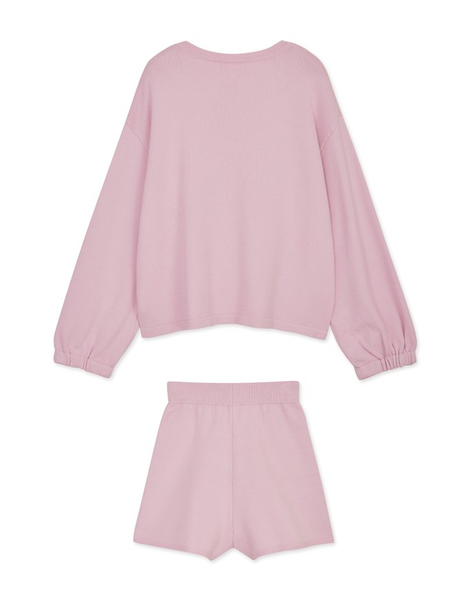 Laidback V Neck Loose Knit Short Set