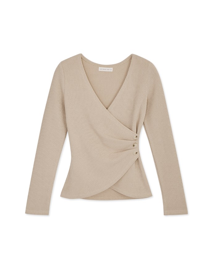 Overlap Scrunch V Neck Crop Top