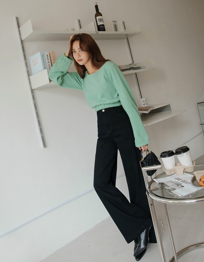 U Neck Woolen Loose Crop Top