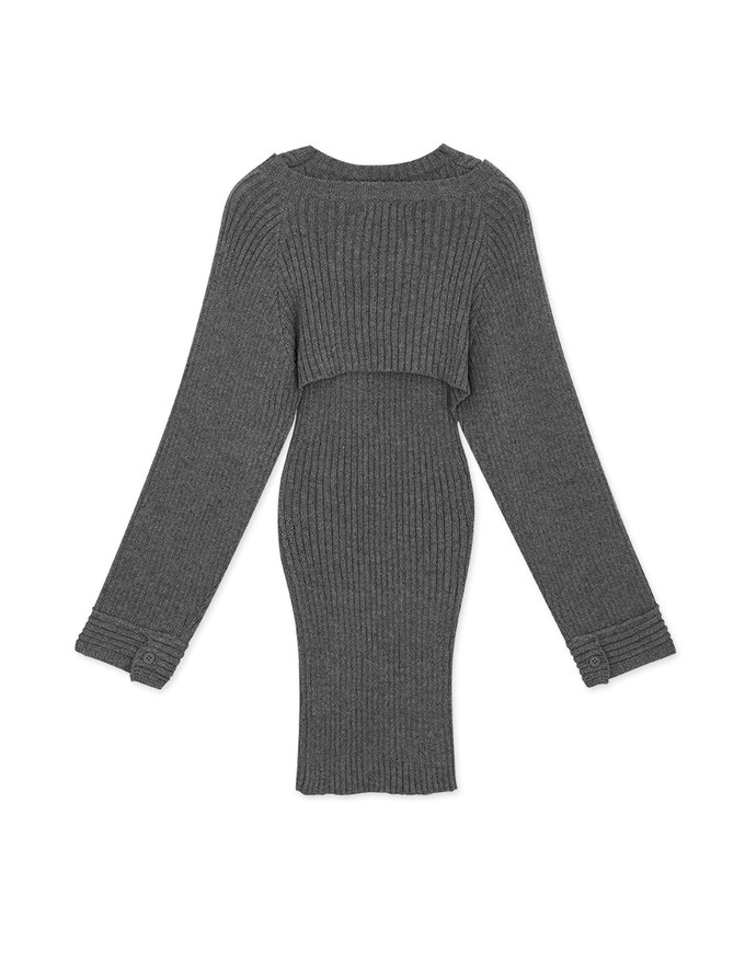 【Porima' Picks】Wide Sleeve Two Piece Bodycon Knit Dress