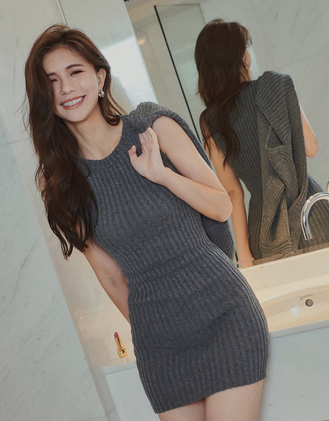 【Porima' Picks】Wide Sleeve Two Piece Bodycon Knit Dress