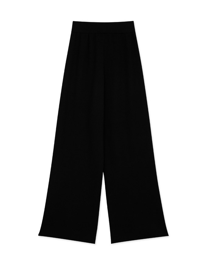 High Waist Ribbed Knit Loose Pants