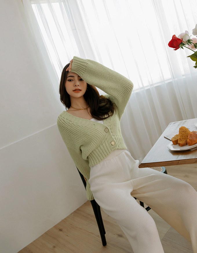 High Waist Ribbed Knit Loose Pants