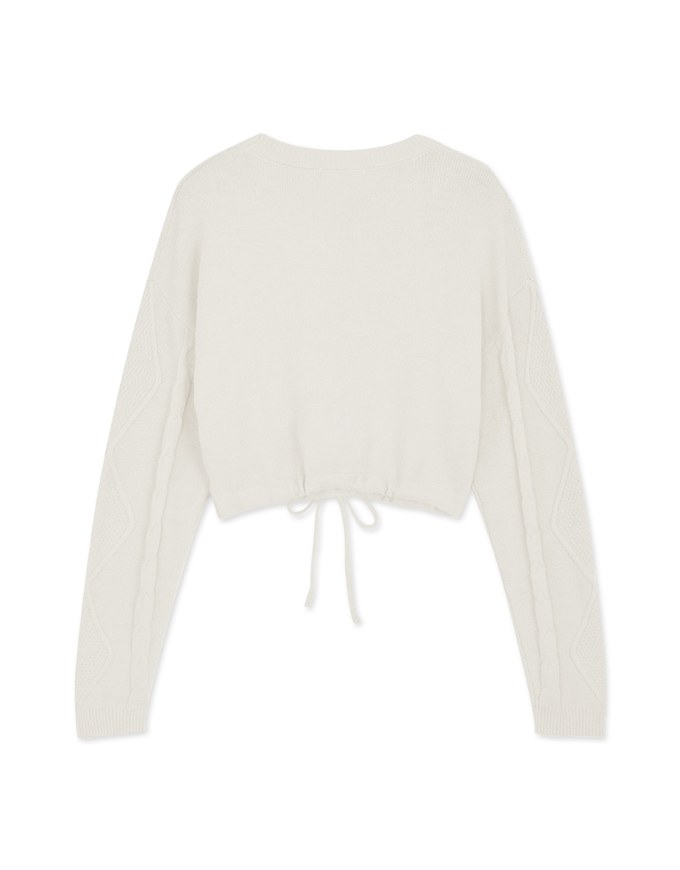Round Neck Tie Up Twist Knit Crop Top