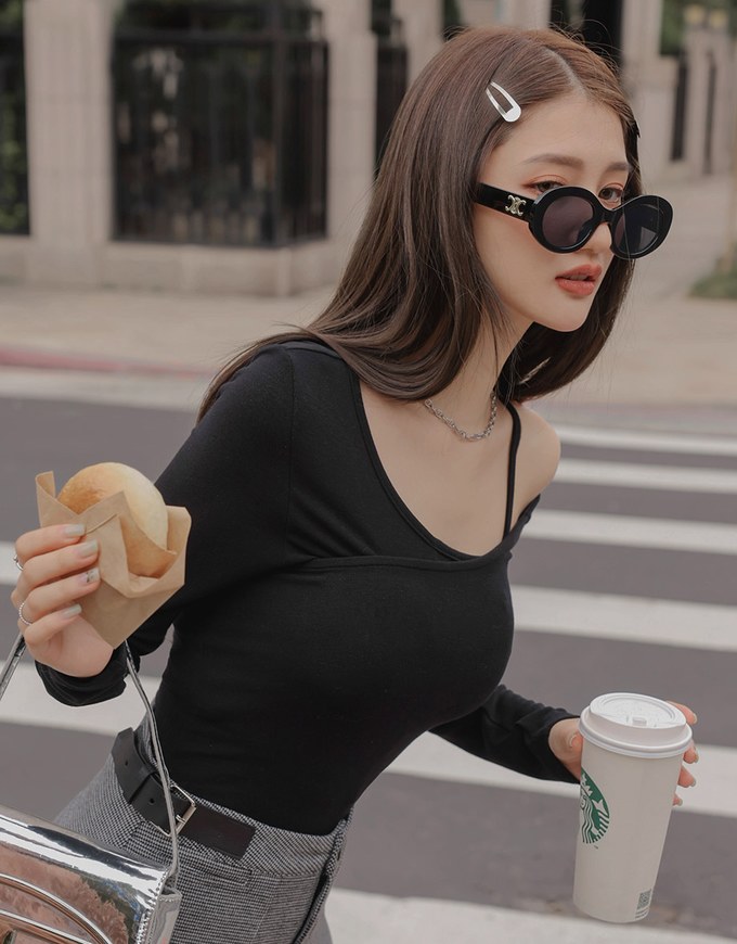 2WAY One Shoulder Twisted Ribbed Top