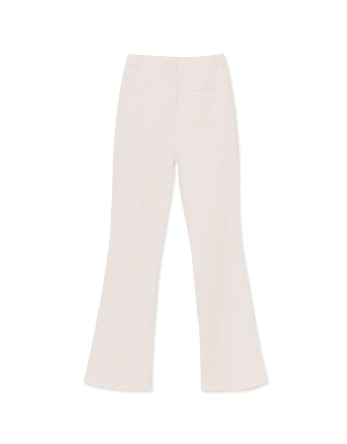 Slim Long Front Slit Flared Jeans