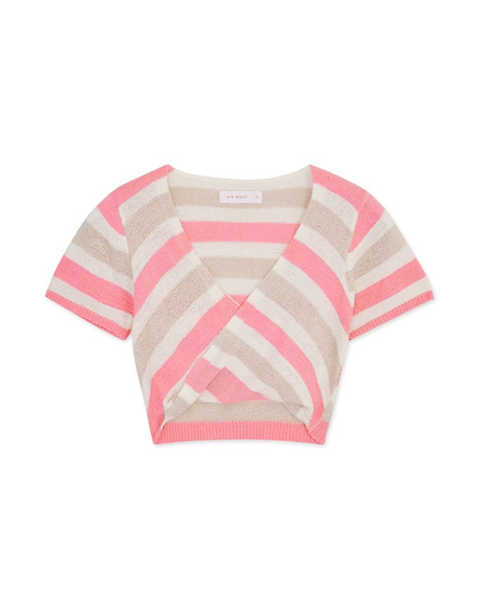 Cross-striped Knit Top