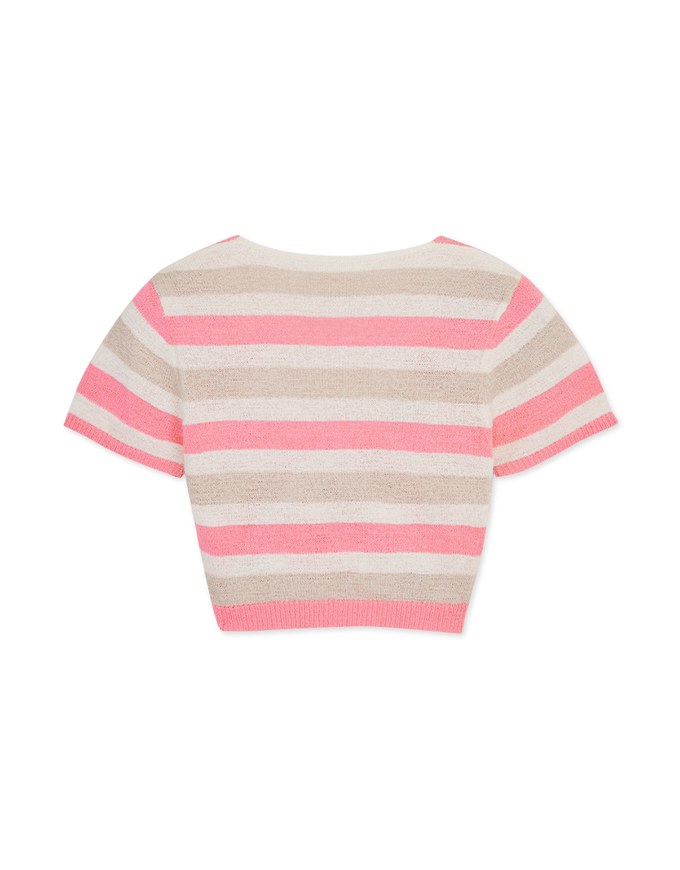 Cross-striped Knit Top