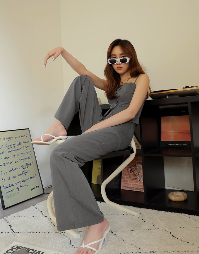 Thin Strap Slit Suit Cami Top