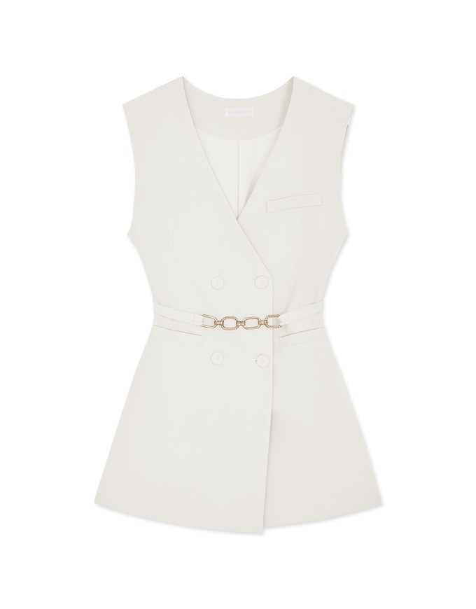 Double Breasted Suit Vest Mini Dress (With Belt)