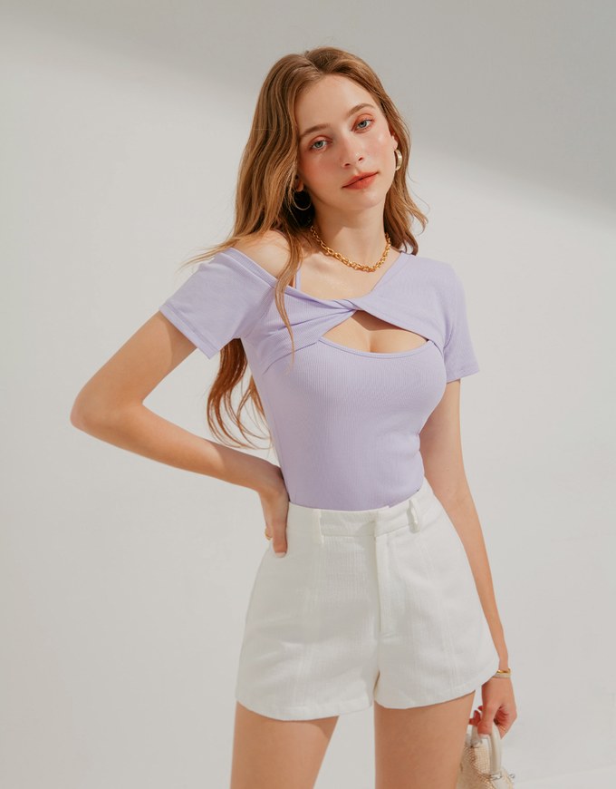 Fake Two-Piece Twisted Design Knit Top
