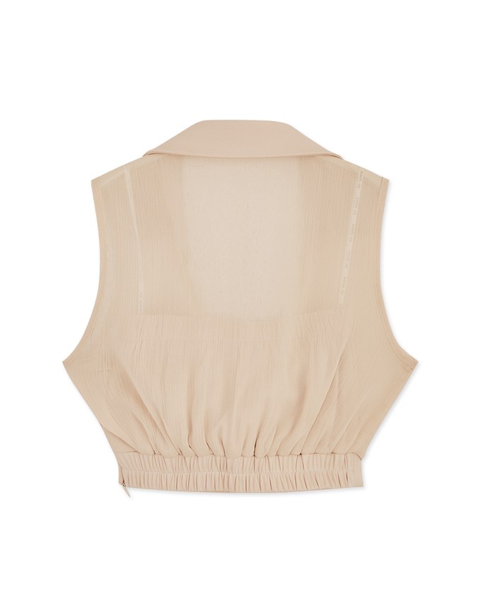 Open Collar Sheer Chiffon Vest (With Padding)