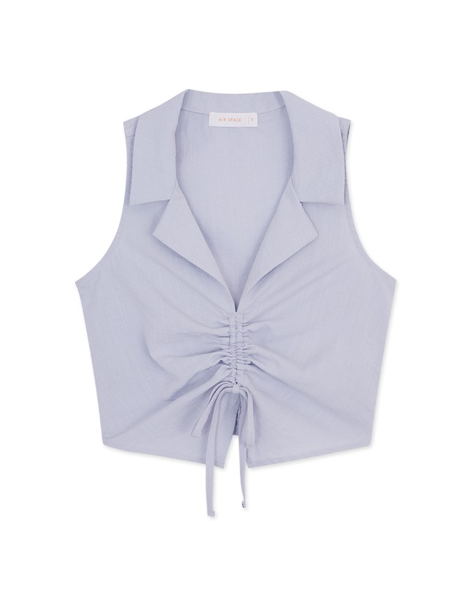Lapel Drawstring Tank Top