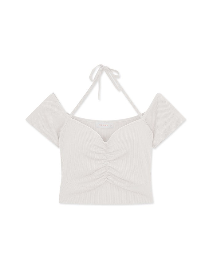 Extreme Neck Hollow Push Up Shirred Bra Top