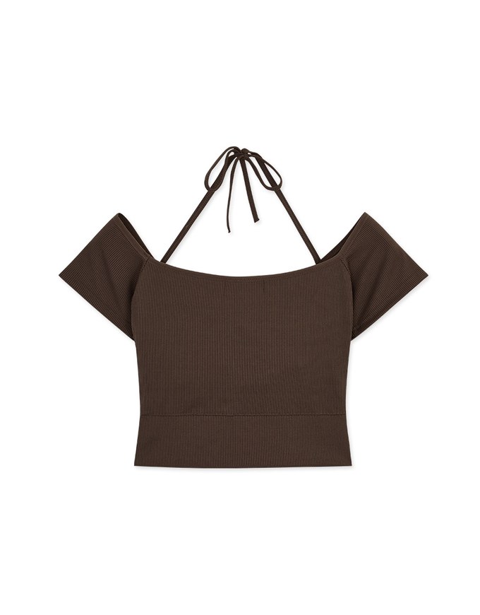 Extreme Neck Hollow Push Up Shirred Bra Top